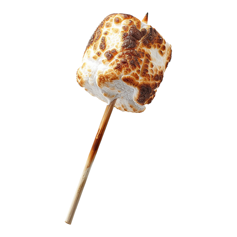 Toasted marshmallow on a stick isolated on transparent background png