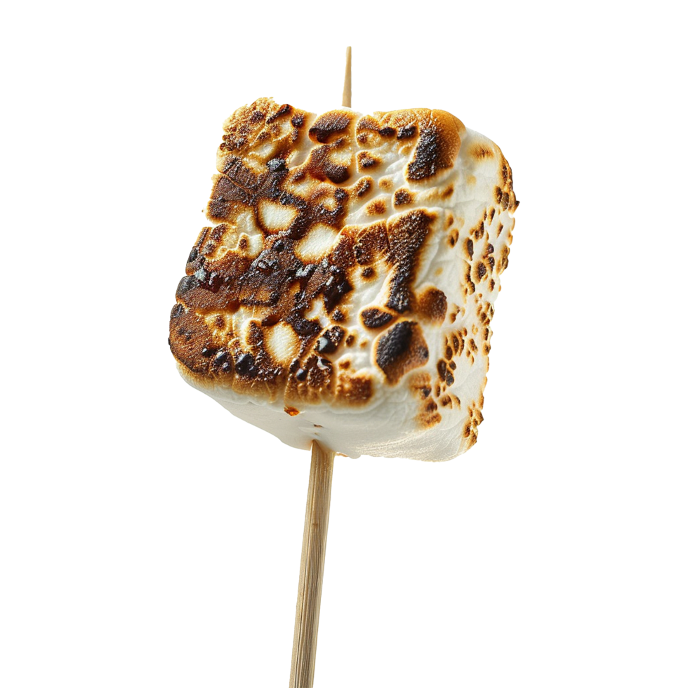Toasted marshmallow on a stick isolated on transparent background png
