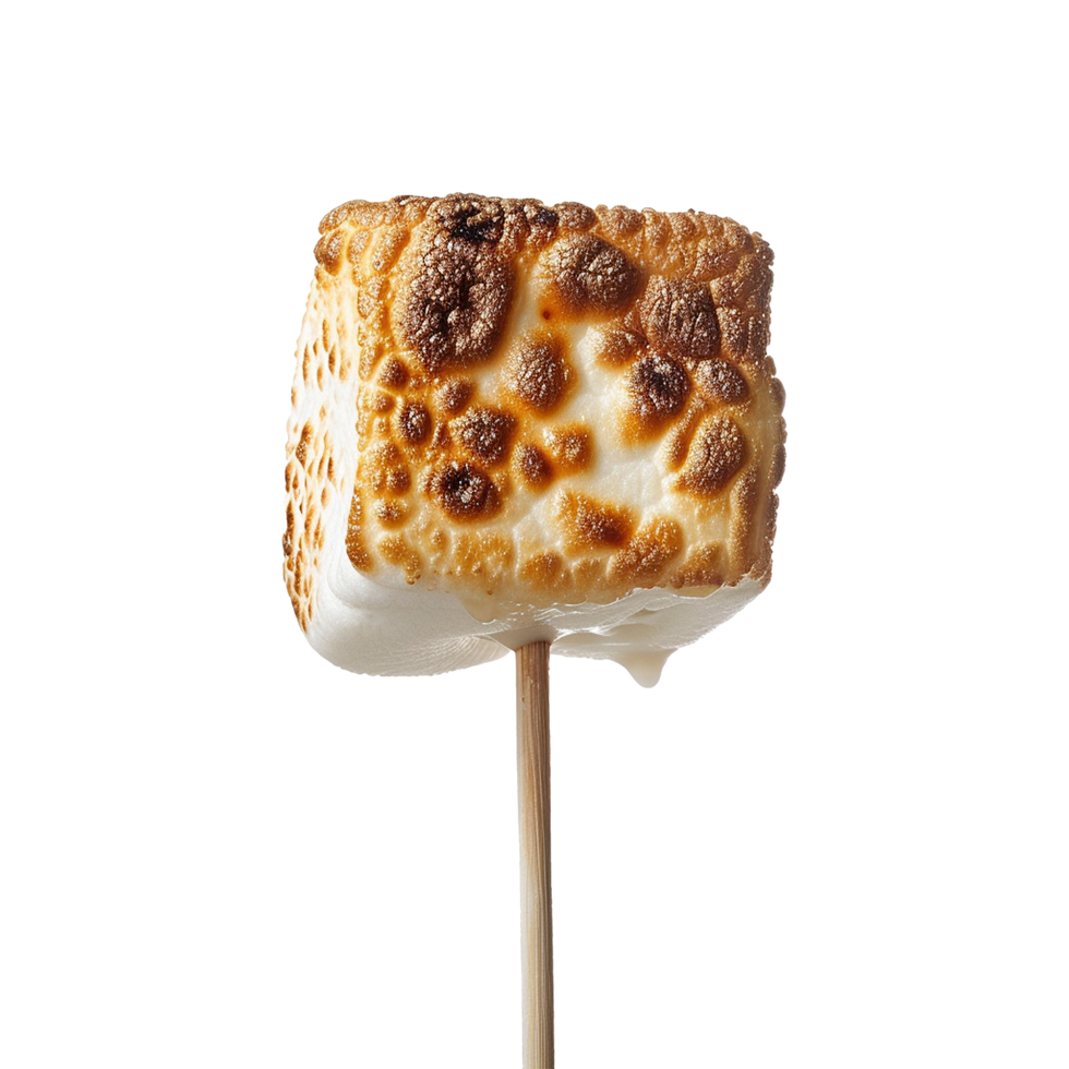 Toasted marshmallow on a stick isolated on transparent background png