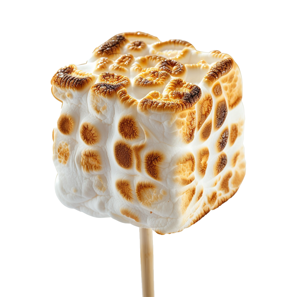 Toasted marshmallow on a stick isolated on transparent background png