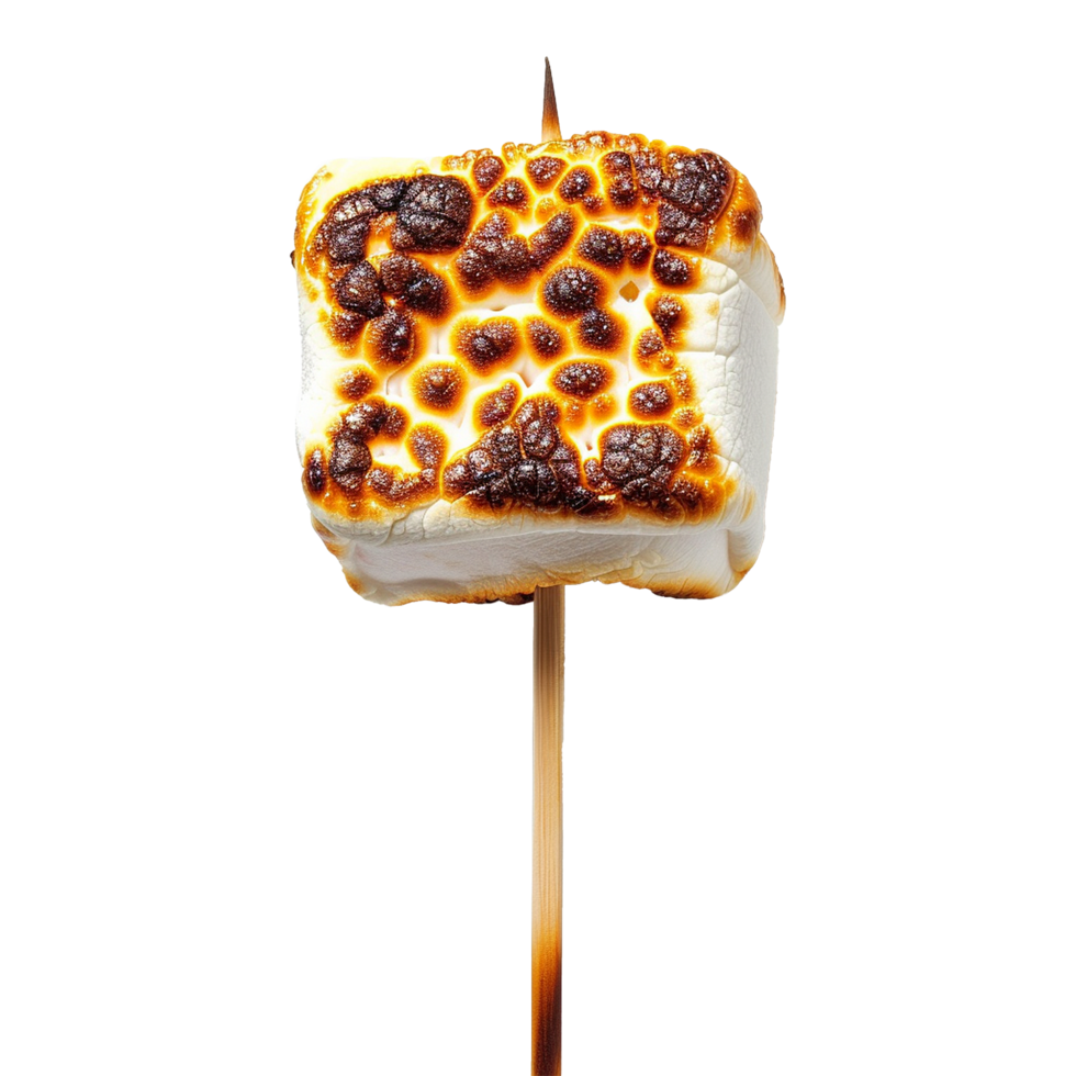 Toasted marshmallow on a stick isolated on transparent background png