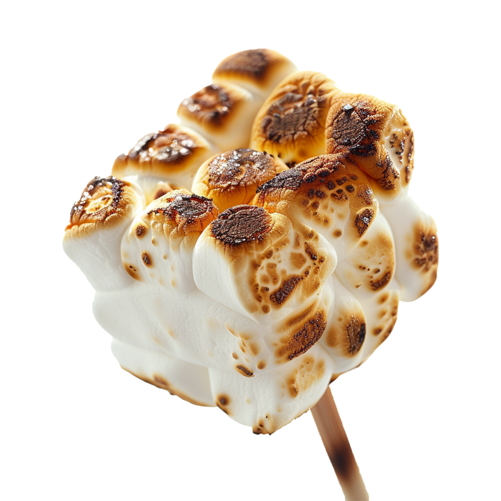 Toasted marshmallow on a stick isolated on transparent background png