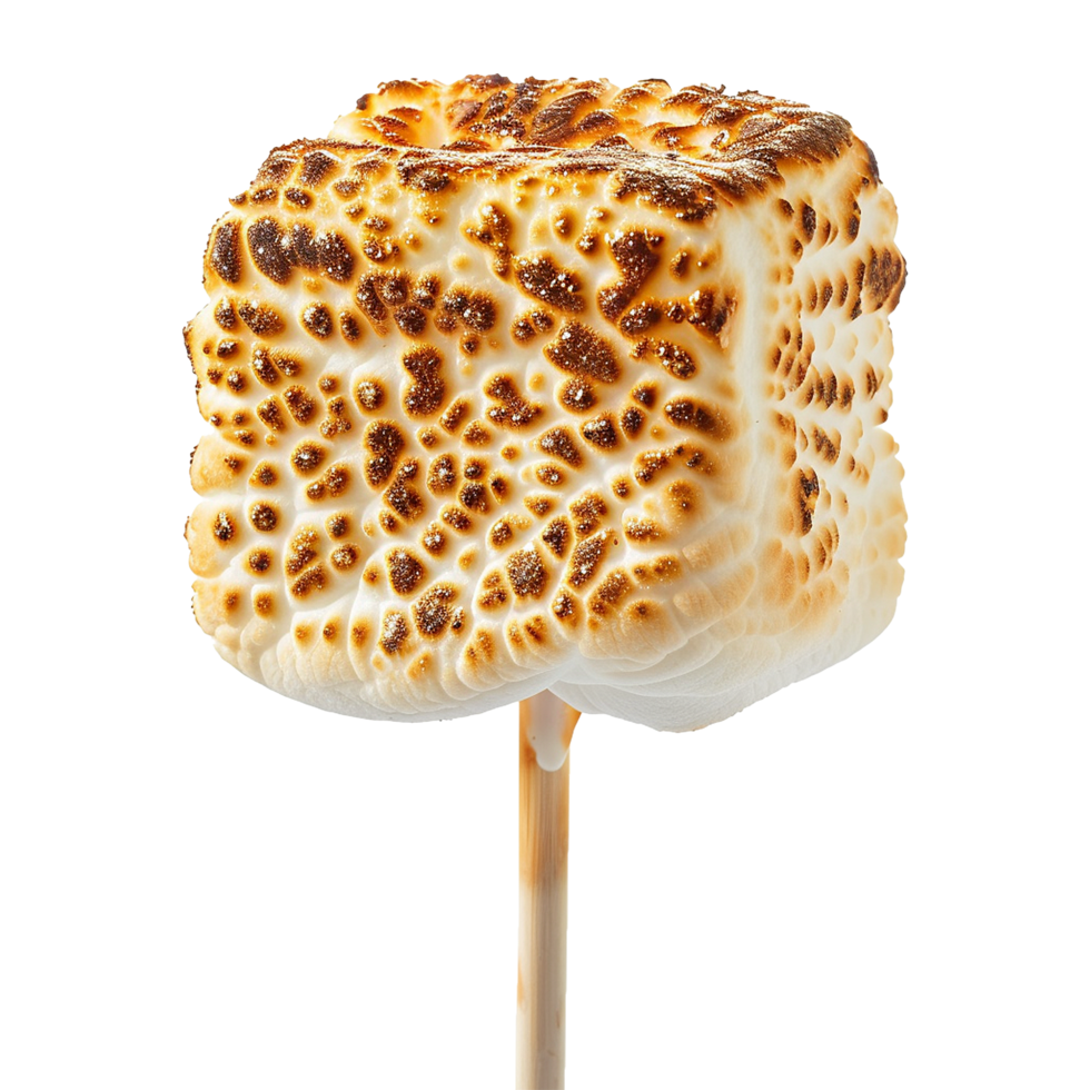 Toasted marshmallow on a stick isolated on transparent background png