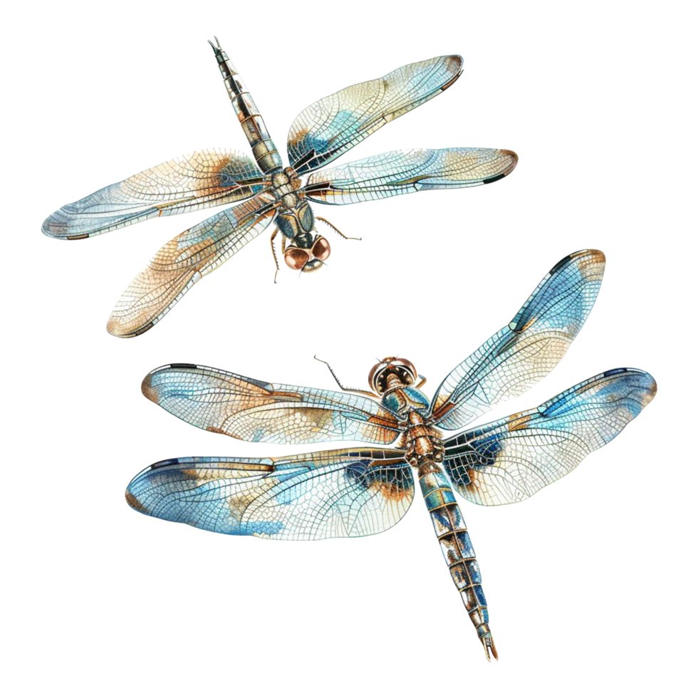 Colorful dragonflies isolated on transparent background png