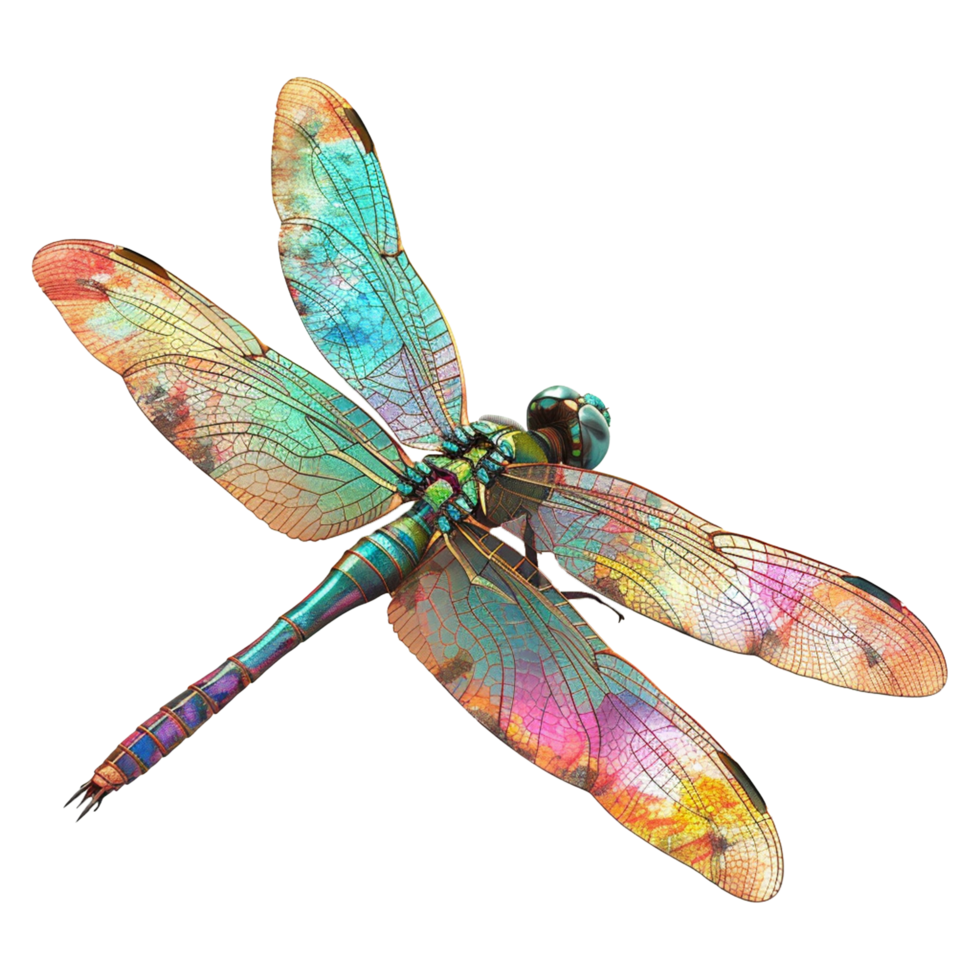 Colorful dragonflies isolated on transparent background png