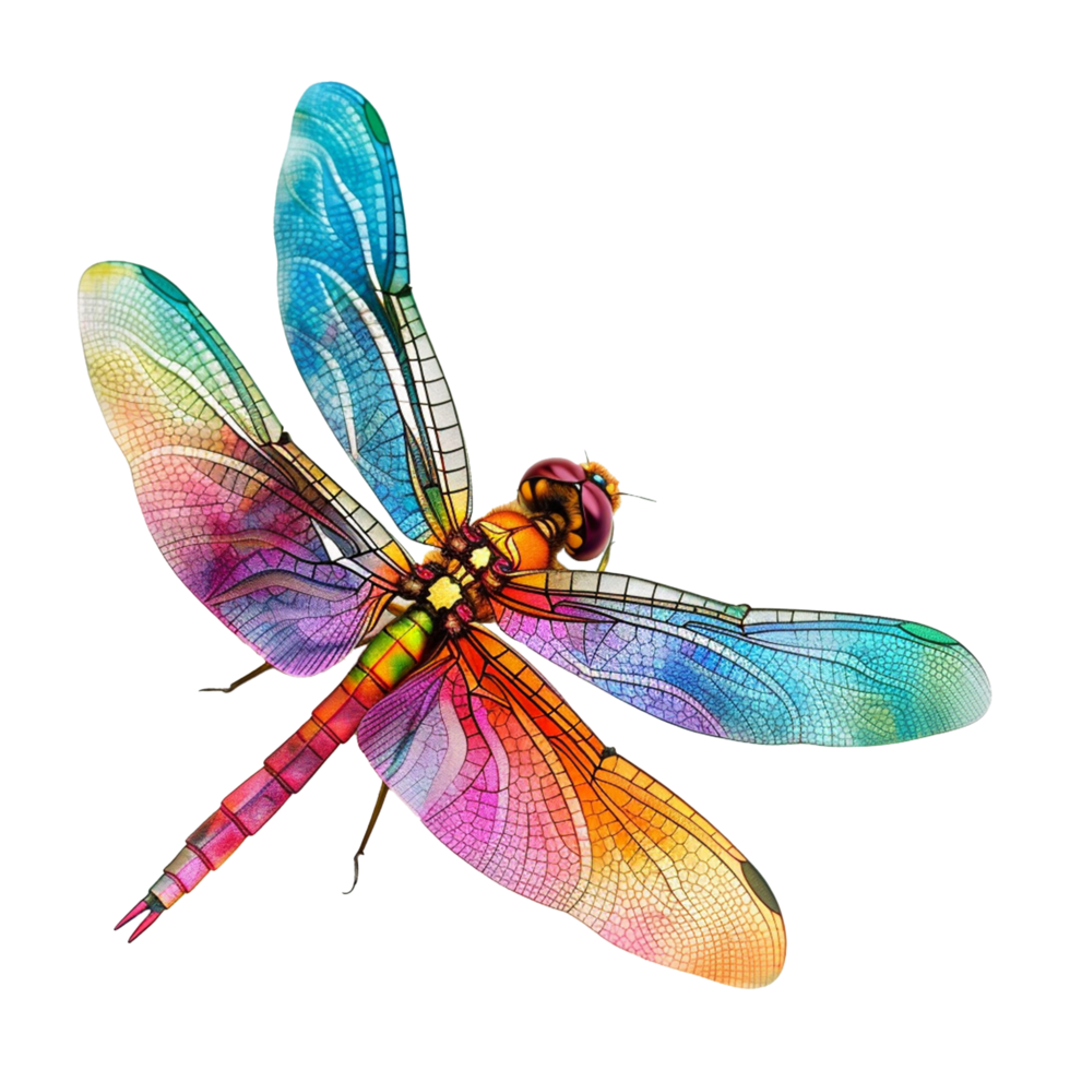 Colorful dragonflies isolated on transparent background png
