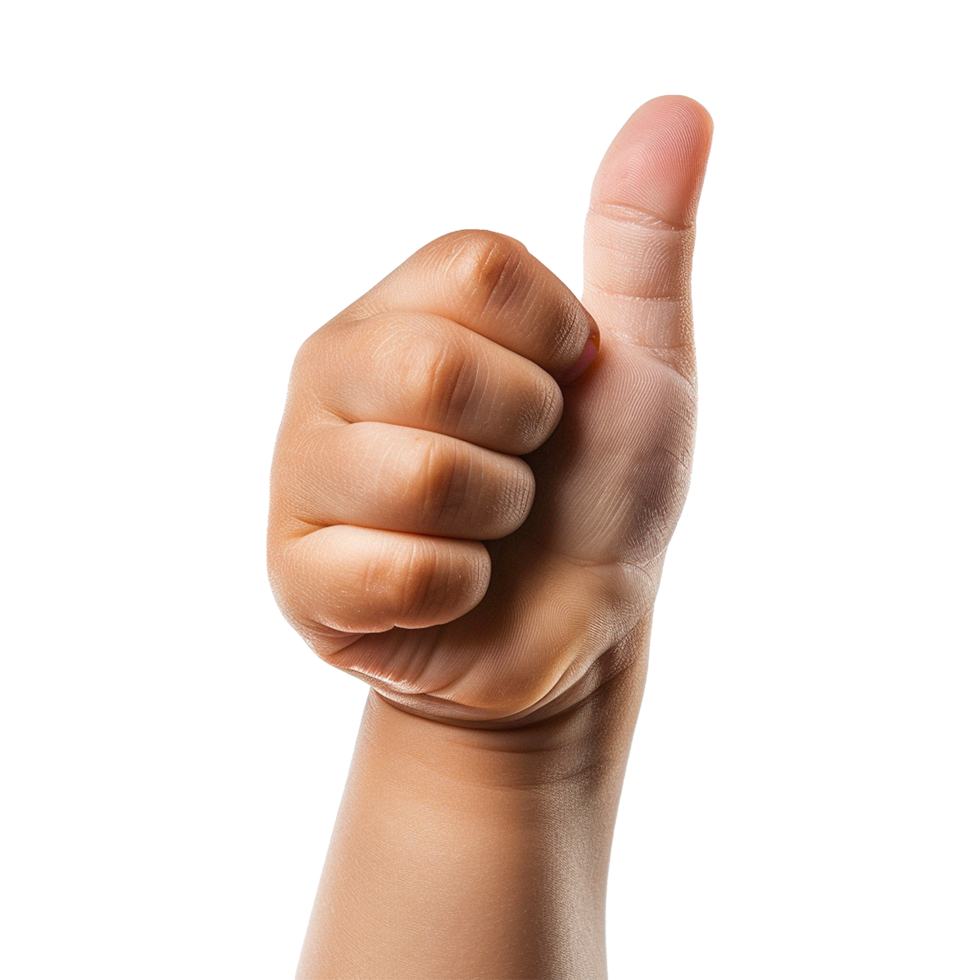 Child hand showing thumbs up isolated on transparent background png