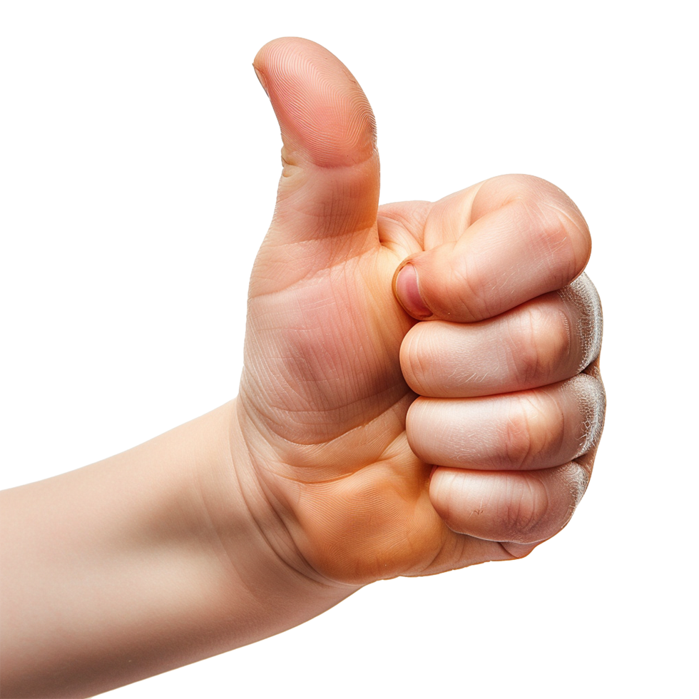 Child hand showing thumbs up isolated on transparent background png