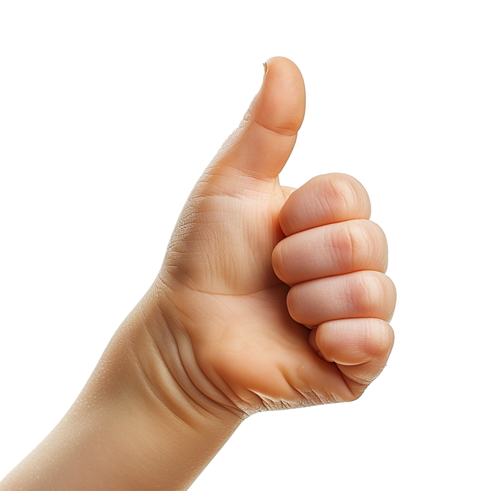 Child hand showing thumbs up isolated on transparent background png