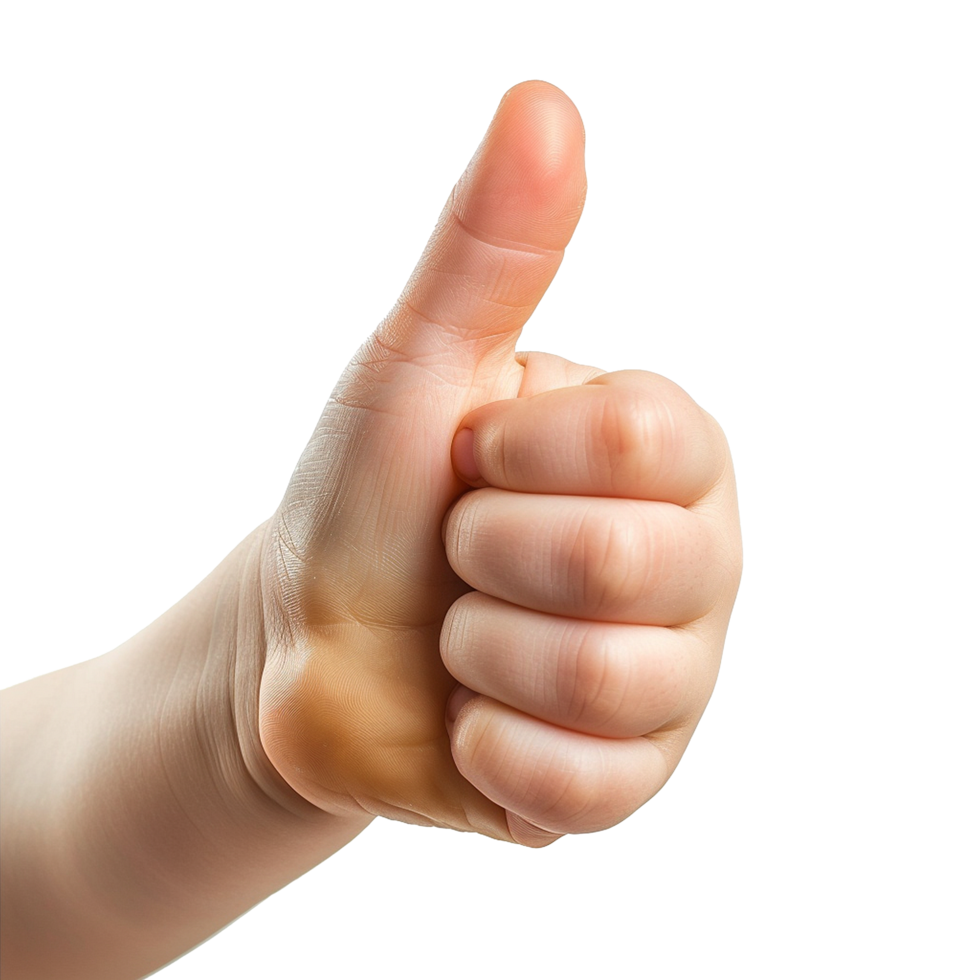 Child hand showing thumbs up isolated on transparent background png