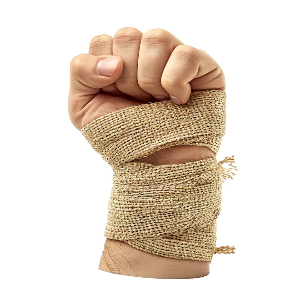 Broken hand warp with elastic bandage isolated on transparent background png