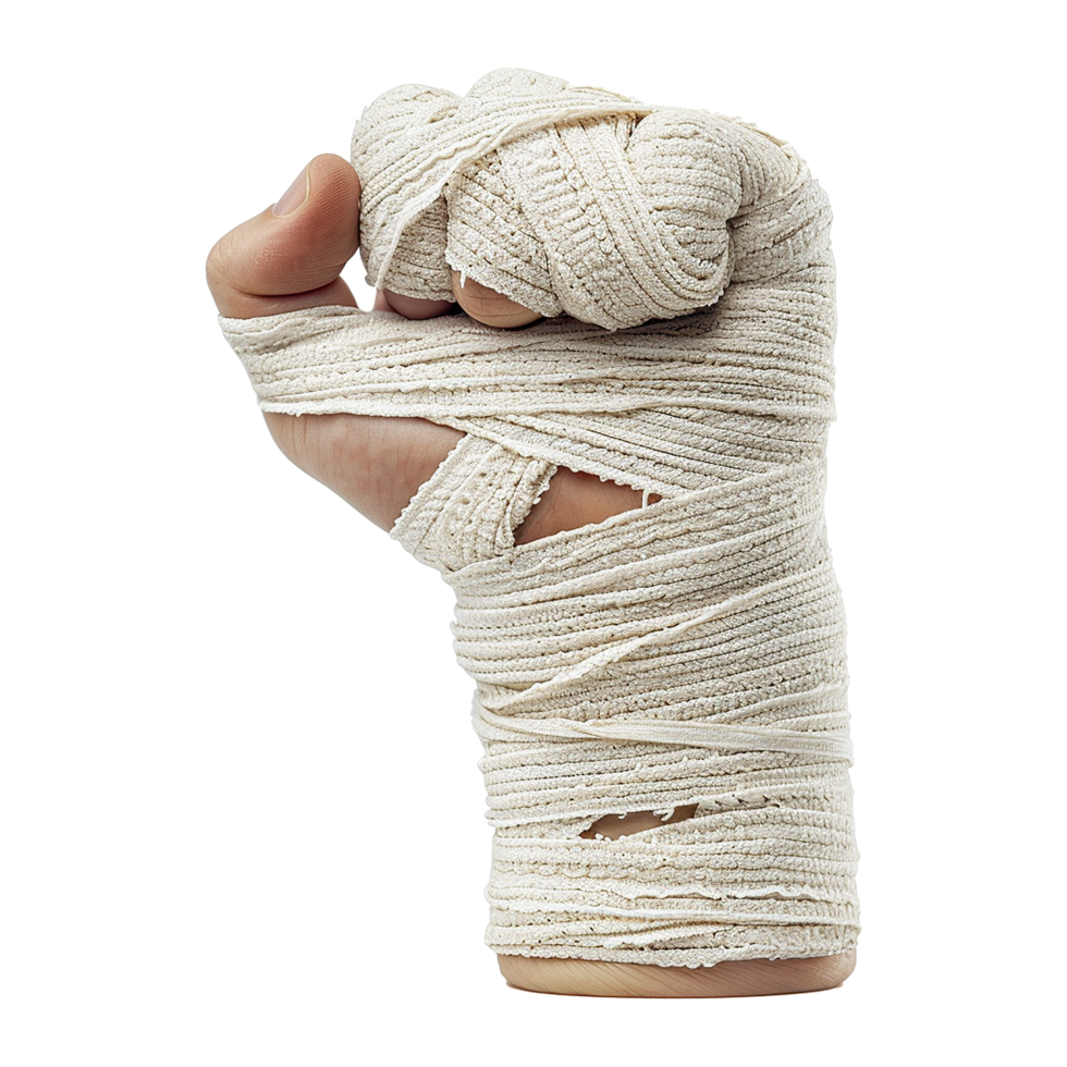 Broken hand warp with elastic bandage isolated on transparent background png