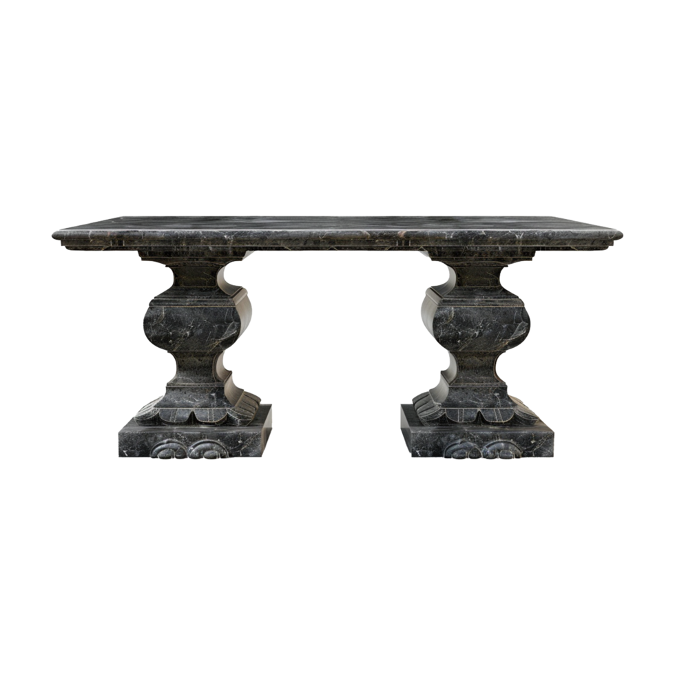 Chinese stone black dining table isolated on transparent background png