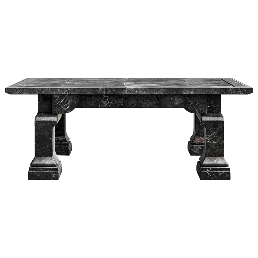 Chinese stone black dining table isolated on transparent background png