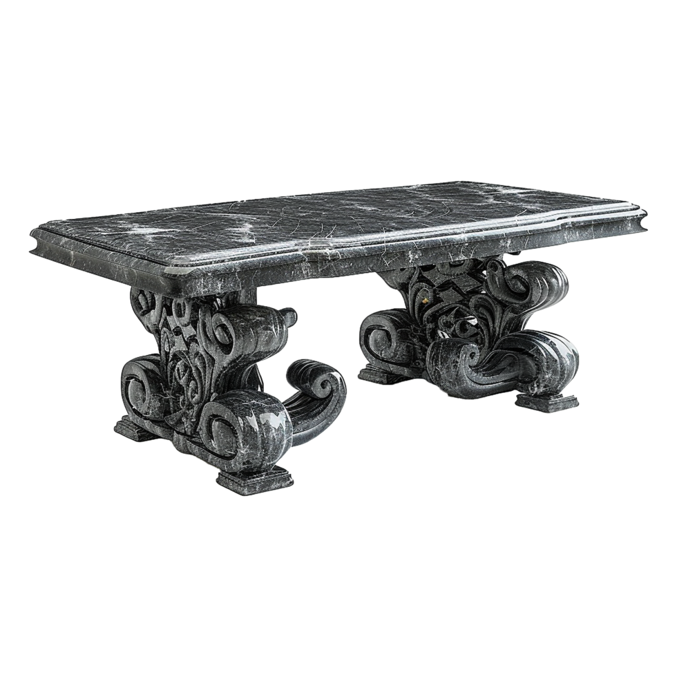 Chinese stone black dining table isolated on transparent background png