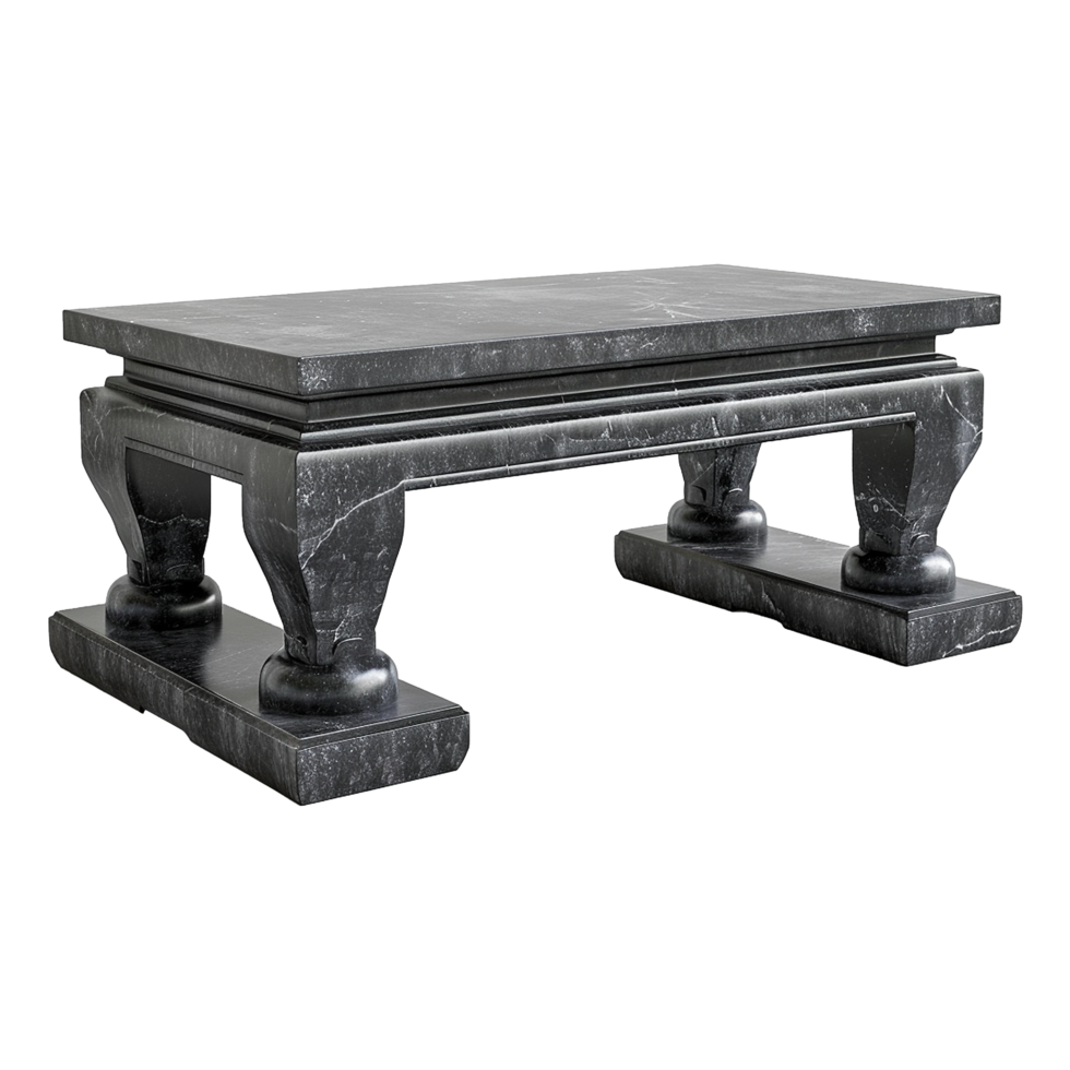 Chinese stone black dining table isolated on transparent background png