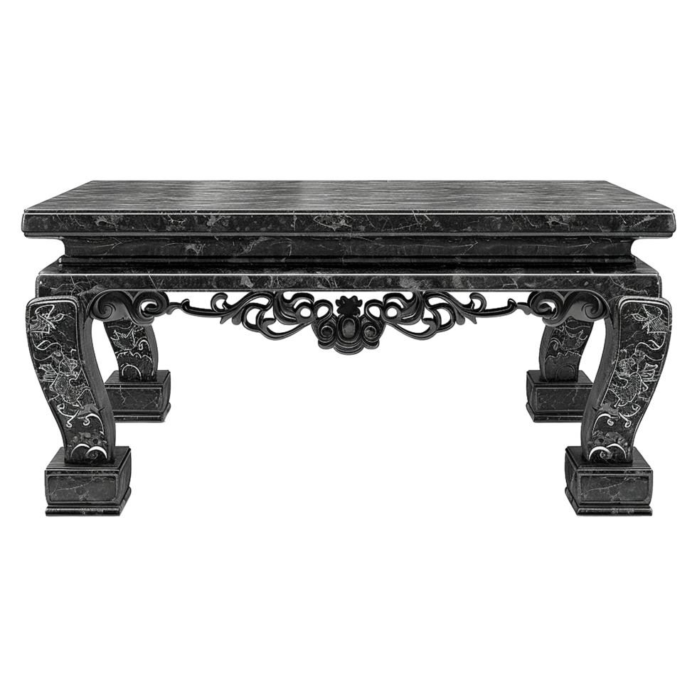 Chinese stone black dining table isolated on transparent background png