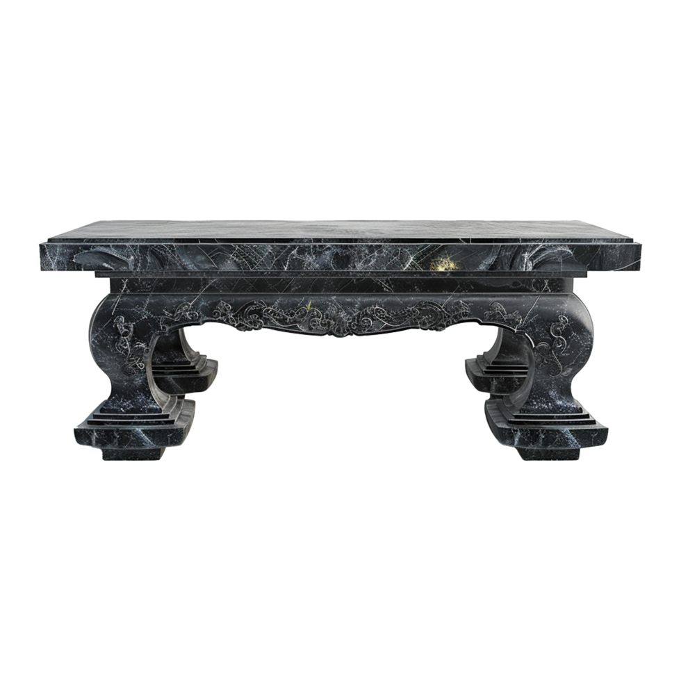 Chinese stone black dining table isolated on transparent background png