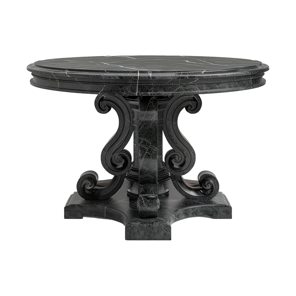 Chinese stone black dining table isolated on transparent background png