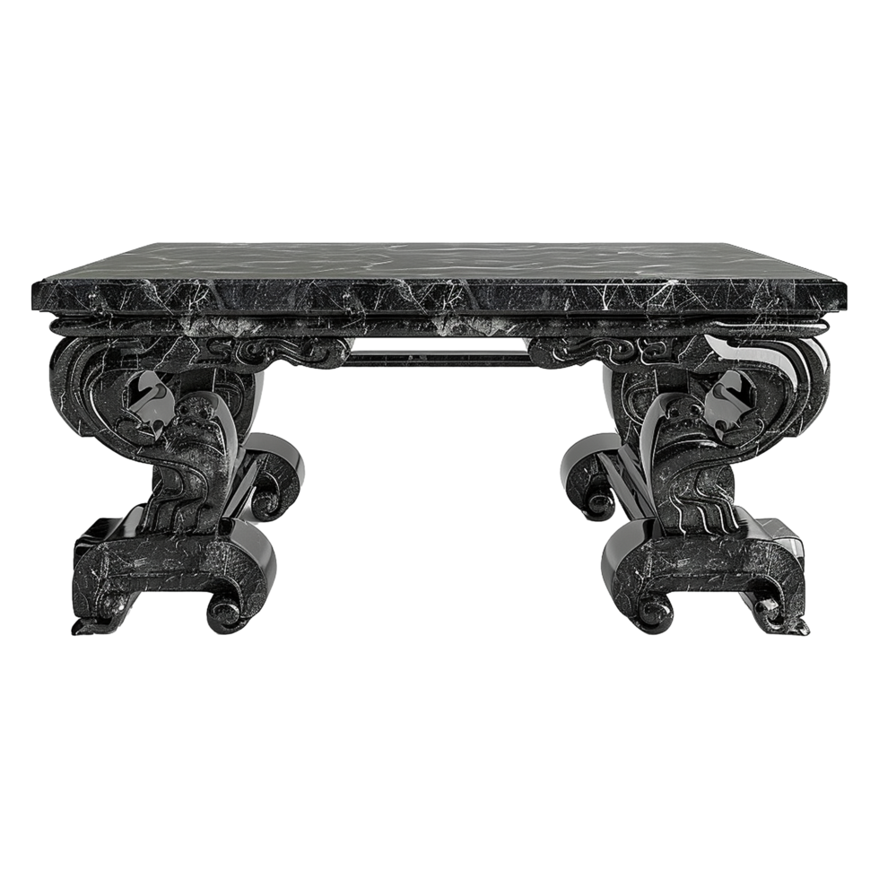 Chinese stone black dining table isolated on transparent background png