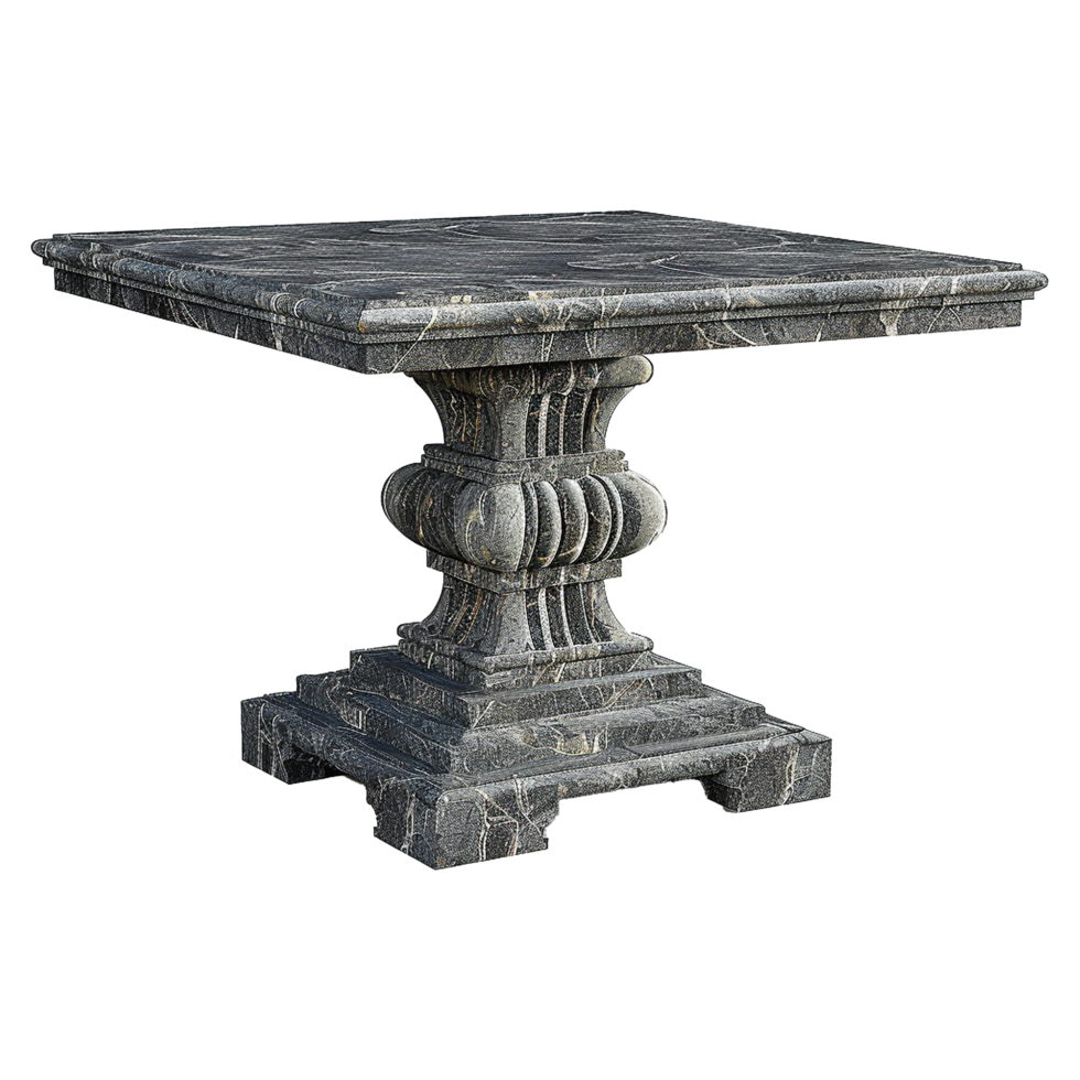 Chinese stone black dining table isolated on transparent background png