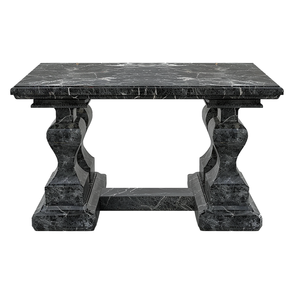 Chinese stone black dining table isolated on transparent background png