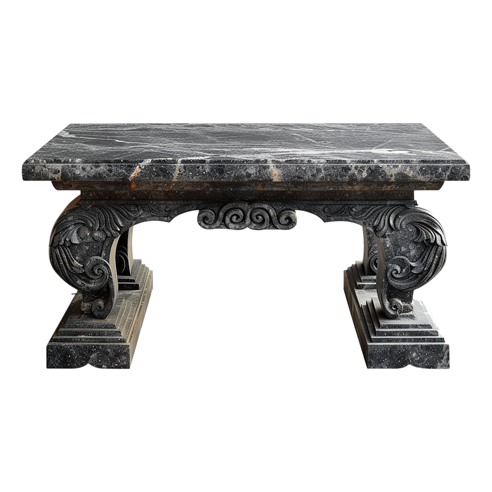 Chinese stone black dining table isolated on transparent background png