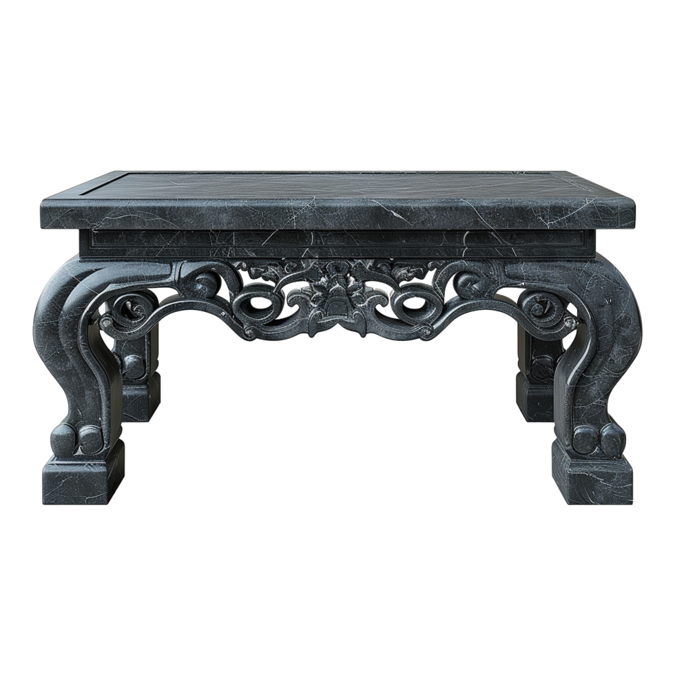 Chinese stone black dining table isolated on transparent background png