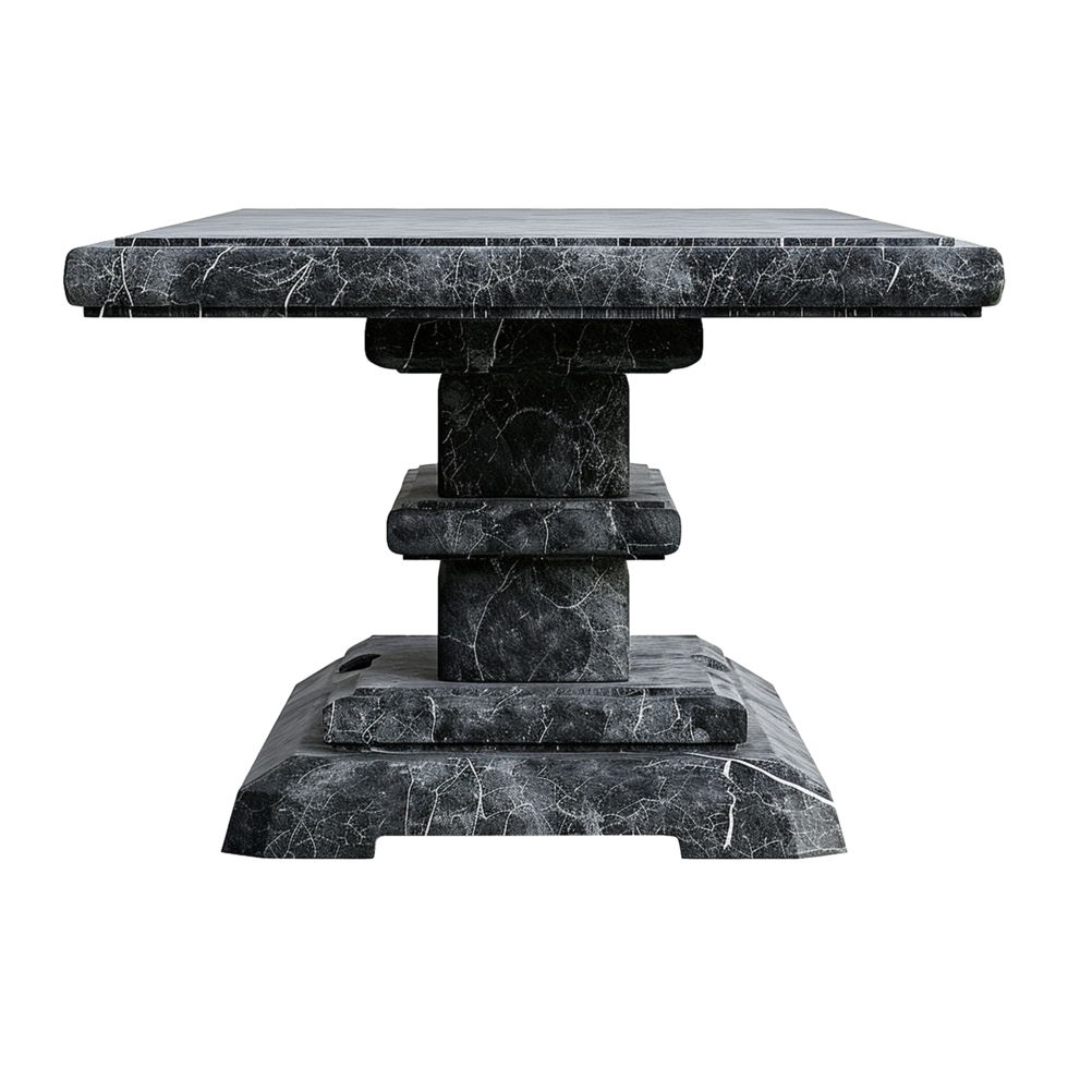 Chinese stone black dining table isolated on transparent background png