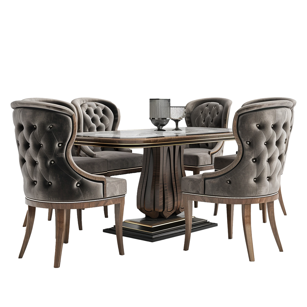 Wooden luxury dining table isolated on transparent background png