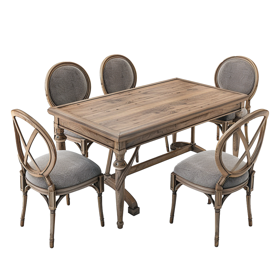 Wooden luxury dining table isolated on transparent background png