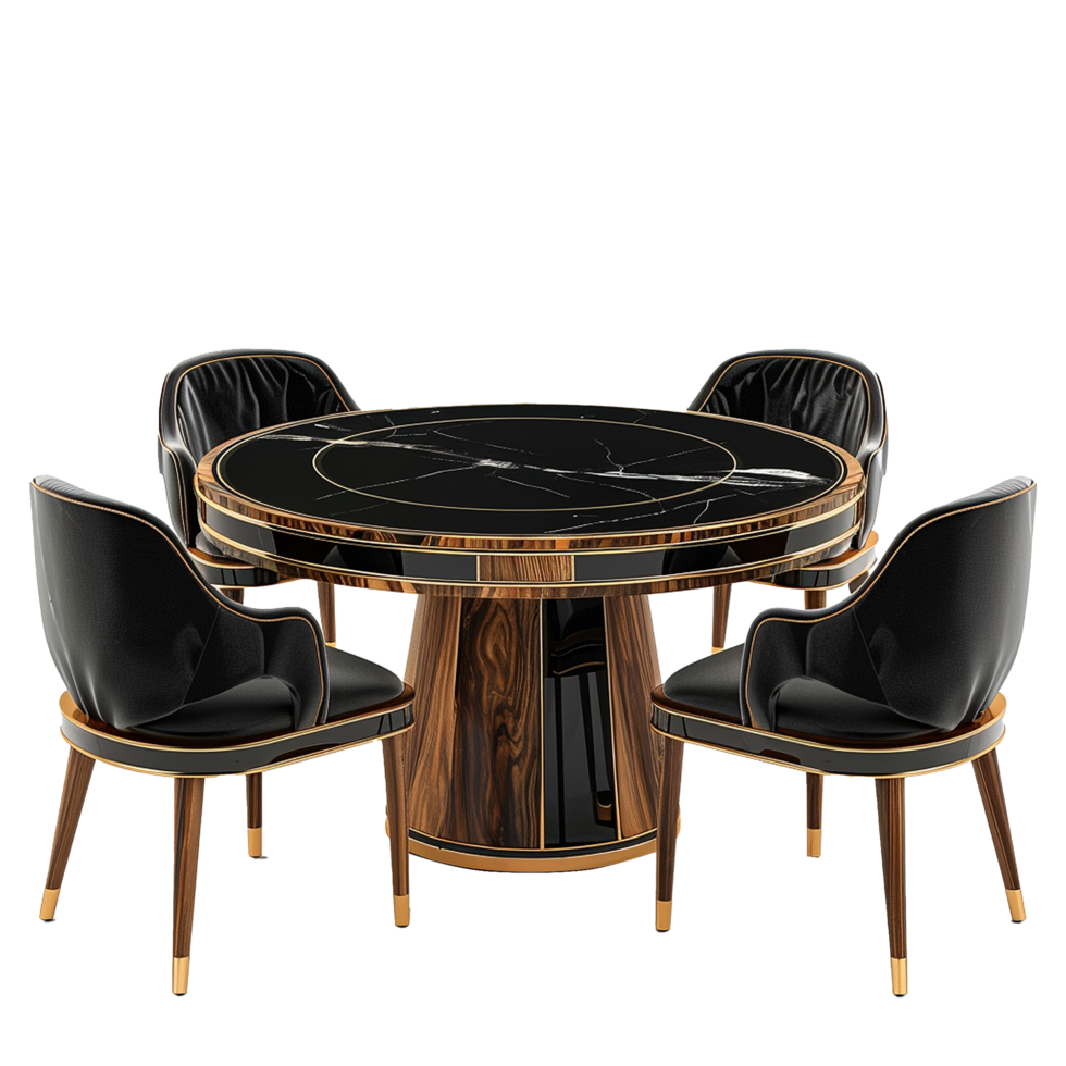 Wooden luxury dining table isolated on transparent background png