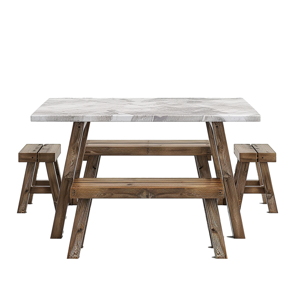 Wooden luxury dining table isolated on transparent background png