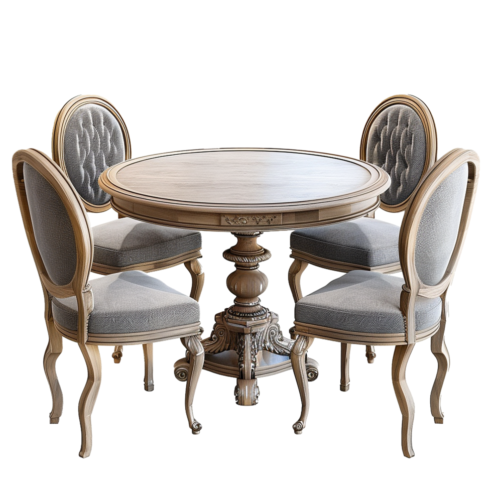 Wooden luxury dining table isolated on transparent background png