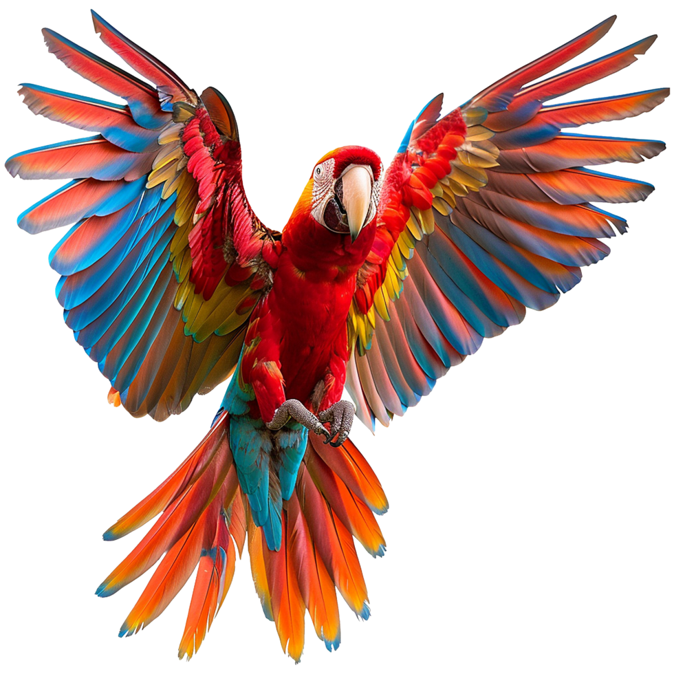 Flying Macaw parrot isolated on transparent background png