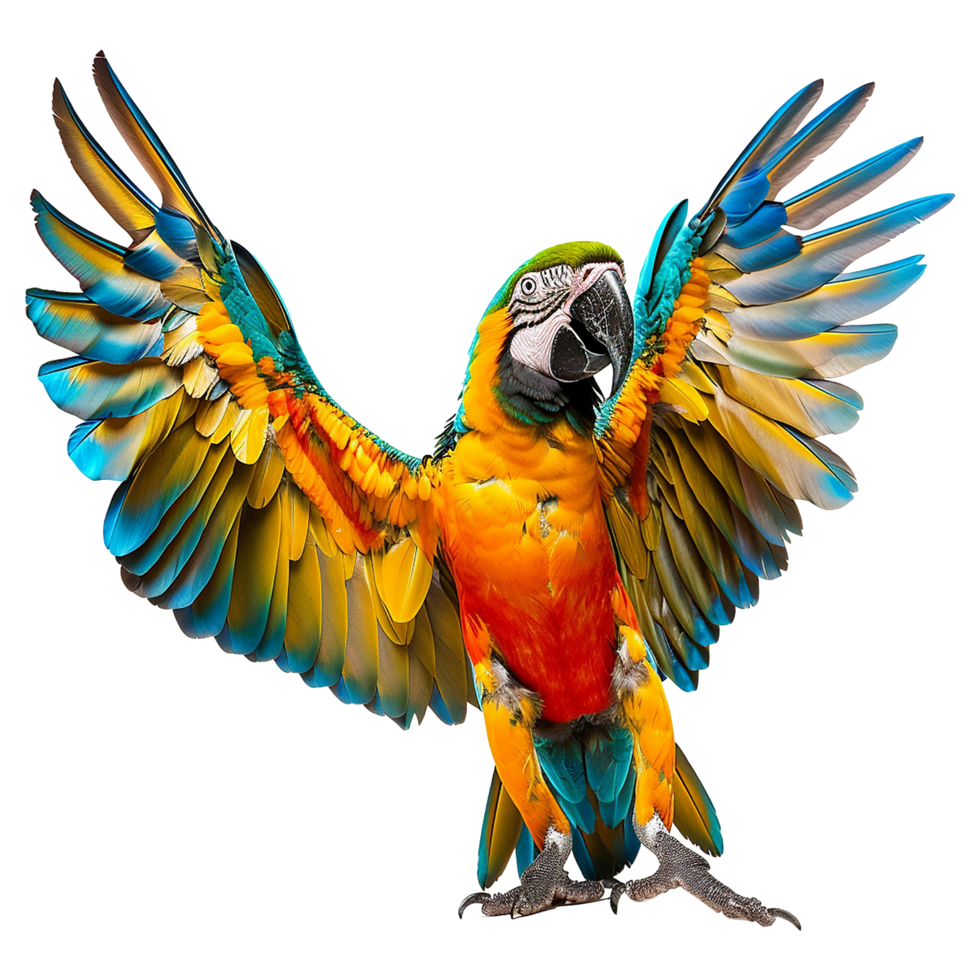 Flying Macaw parrot isolated on transparent background png