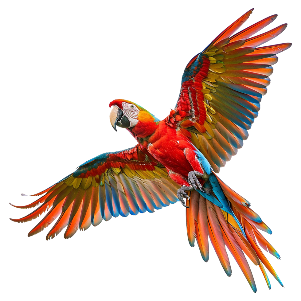 Flying Macaw parrot isolated on transparent background png