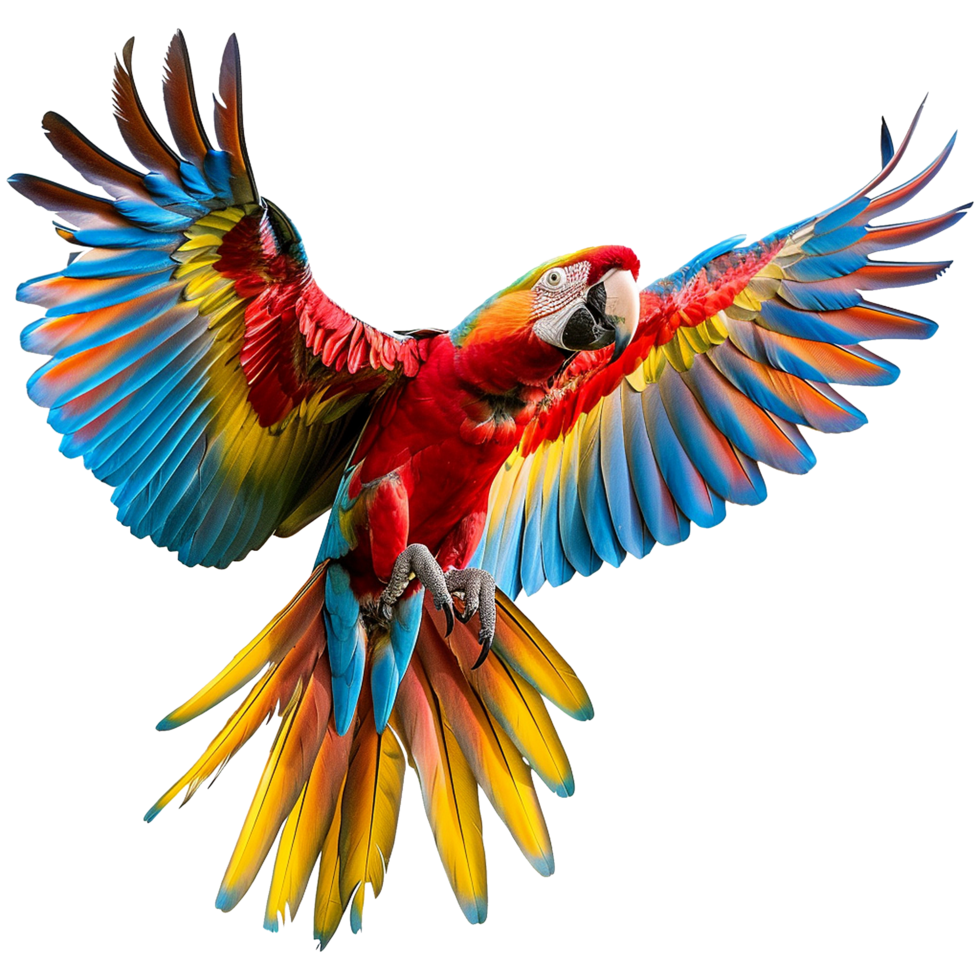 Flying Macaw parrot isolated on transparent background png