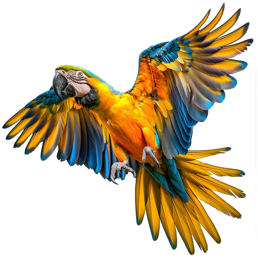 Flying Macaw parrot isolated on transparent background png