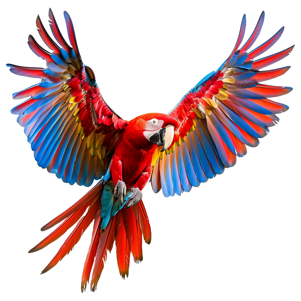 Flying Macaw parrot isolated on transparent background png