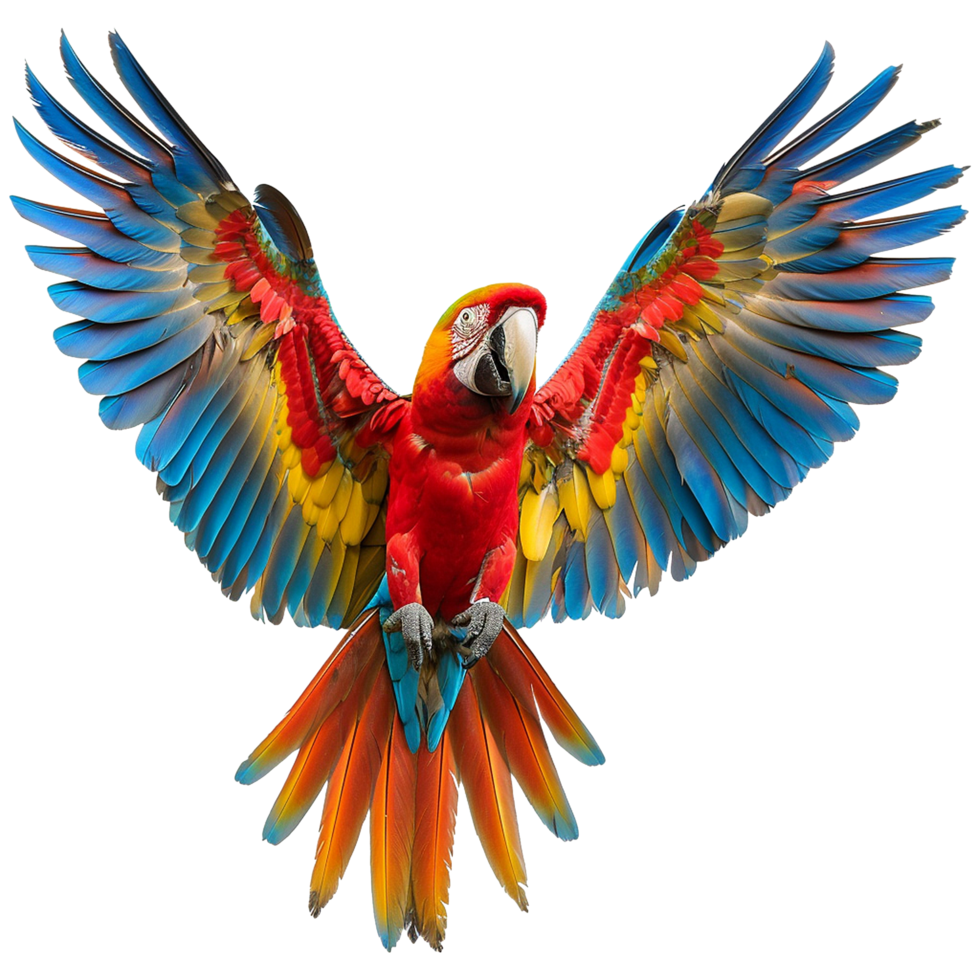 Flying Macaw parrot isolated on transparent background png