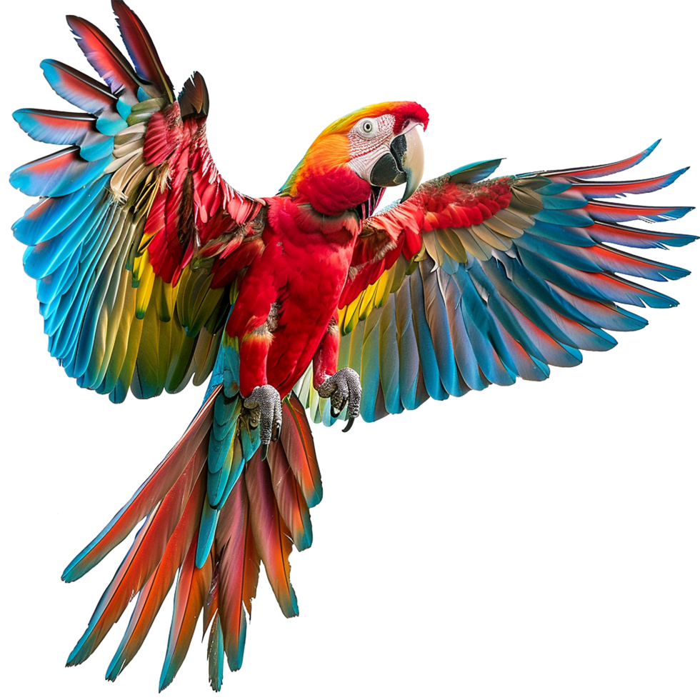 Flying Macaw parrot isolated on transparent background png