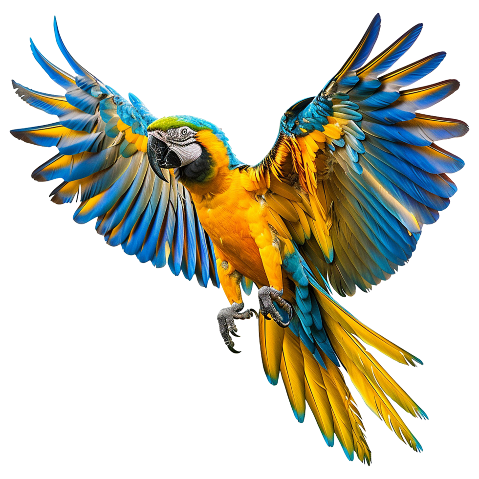 Flying Macaw parrot isolated on transparent background png