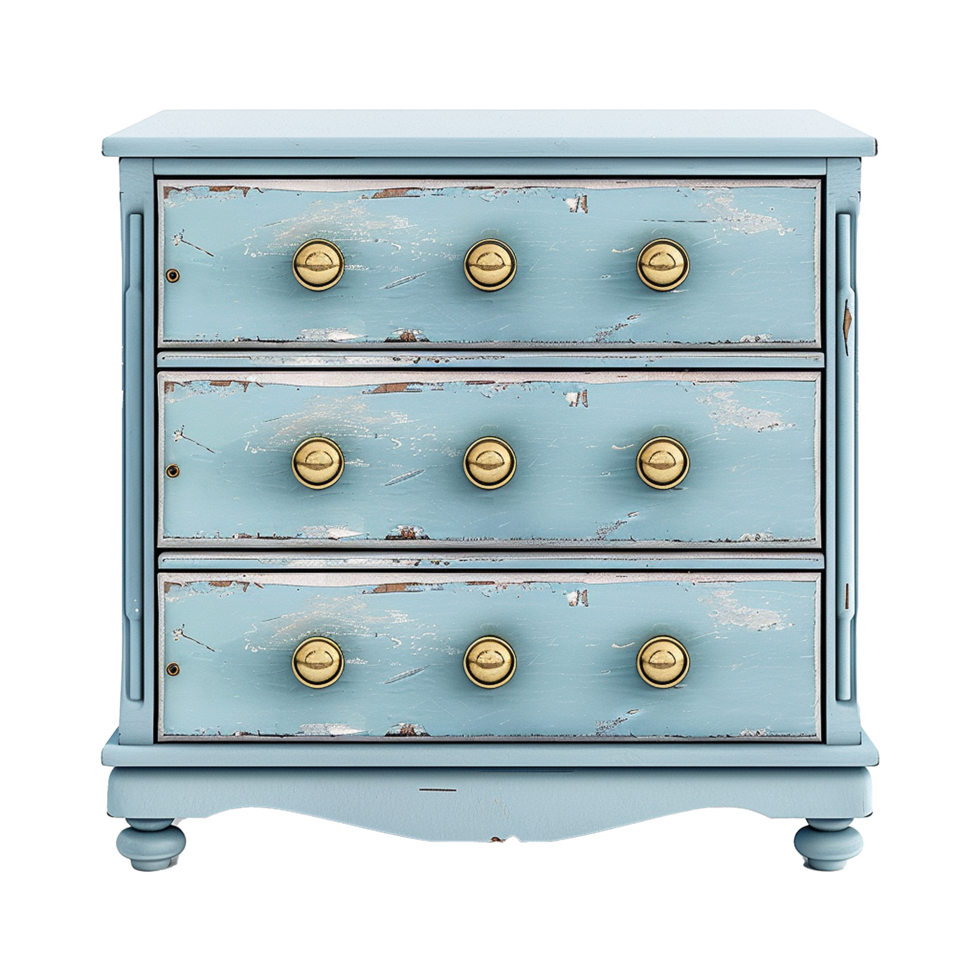 Soft blue and vintage storage drawer isolated on transparent background png