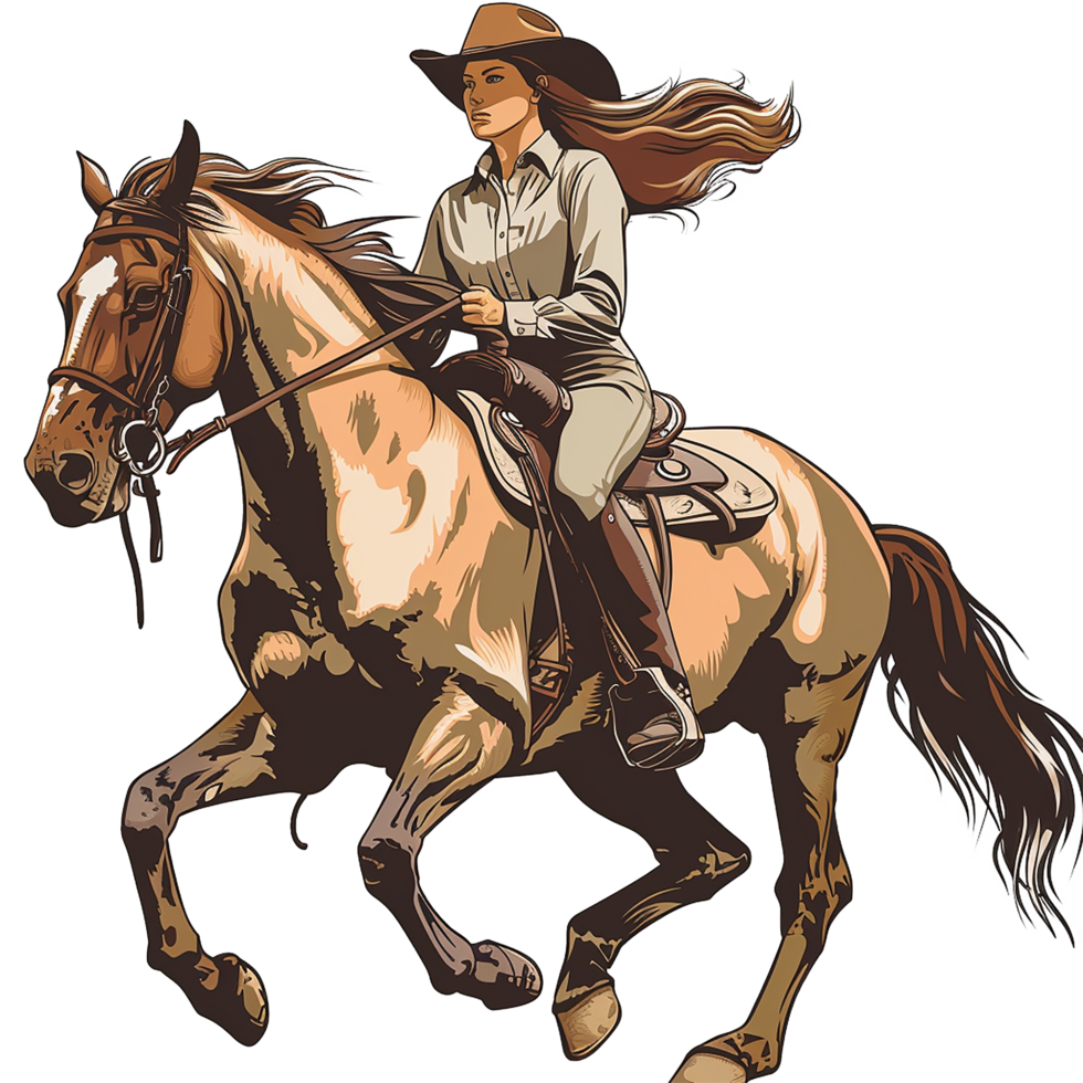 Women riding a horse isolated on transparent background png