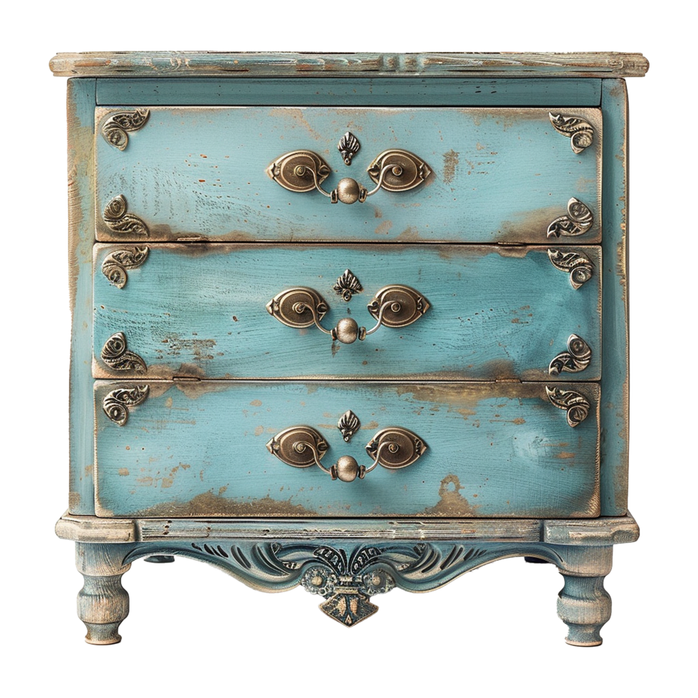 Soft blue and vintage storage drawer isolated on transparent background png
