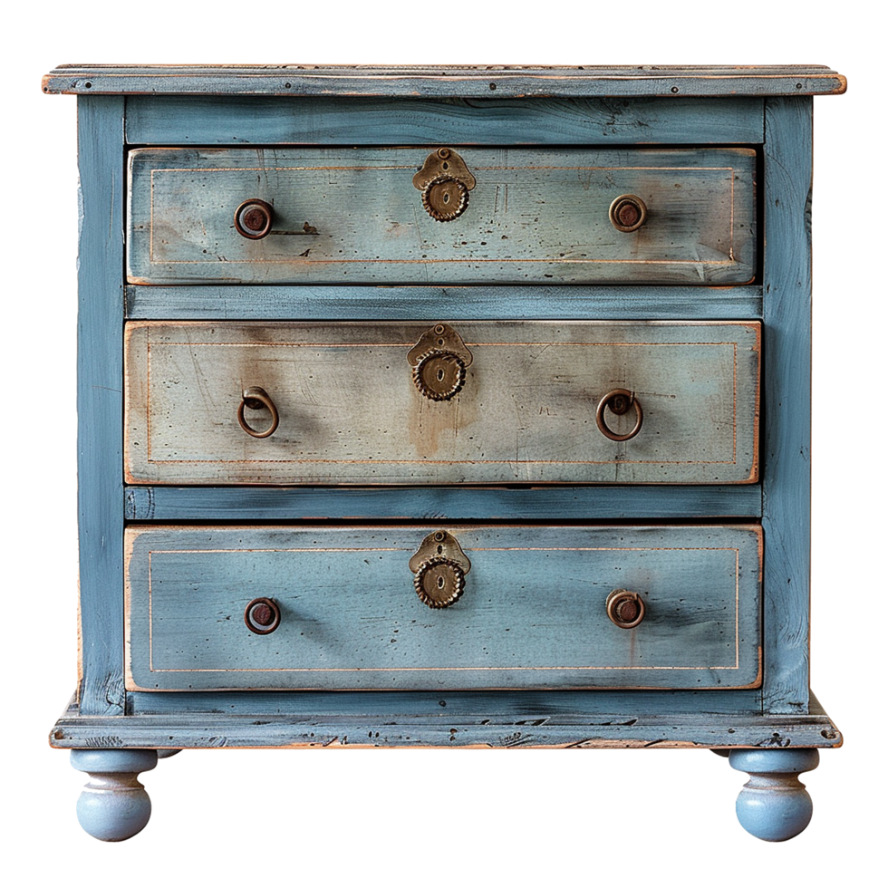 Soft blue and vintage storage drawer isolated on transparent background png