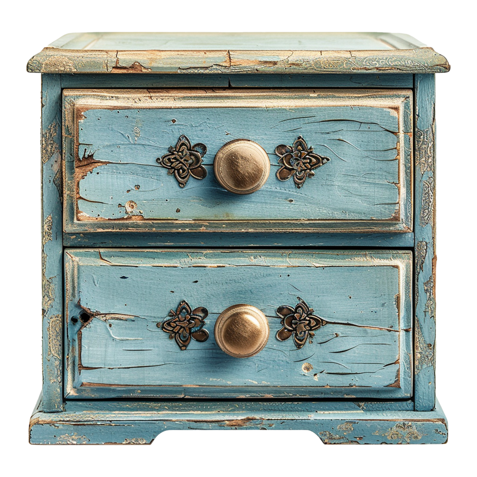 Soft blue and vintage storage drawer isolated on transparent background png