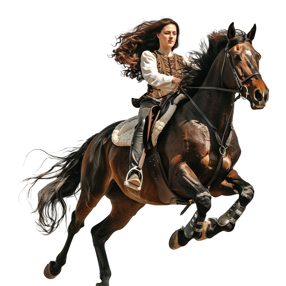 Women riding a horse isolated on transparent background png