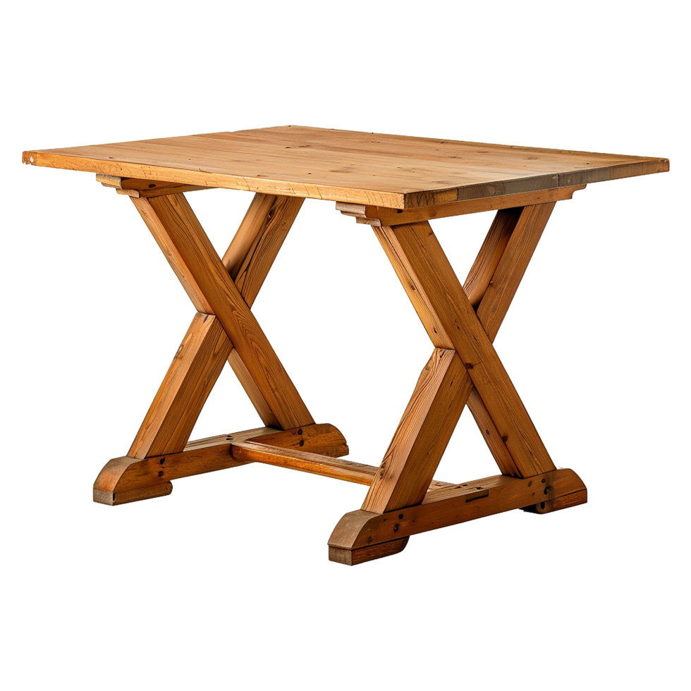 Wooden dining table from old tree isolated on a transparent background png